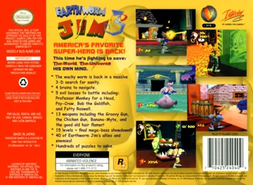 Earthworm Jim 3D (USA) box cover back